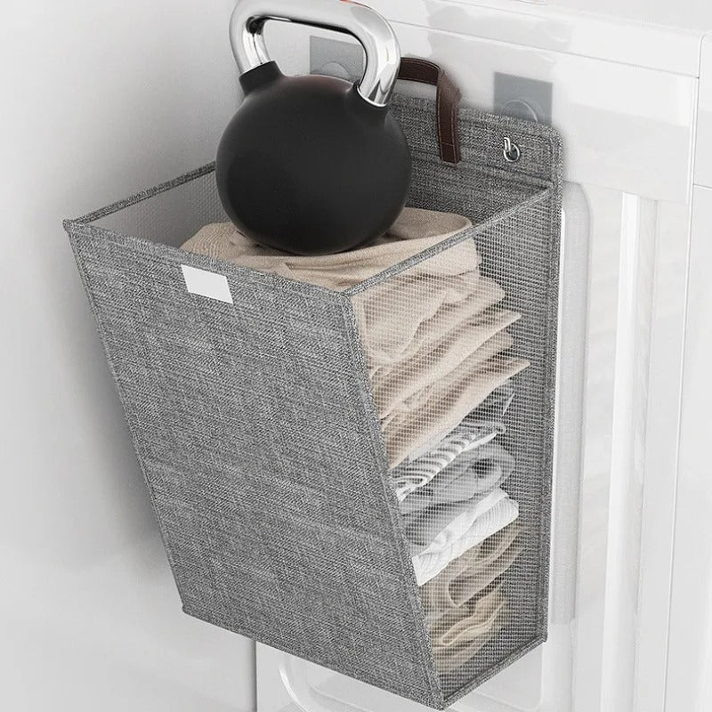 Laundry Basket Fold-Flat Door & Wall Mounting