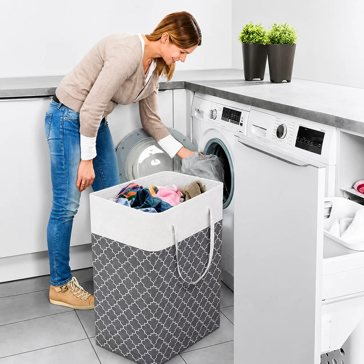 Laundry Basket Foldable Waterproof 75L Capacity