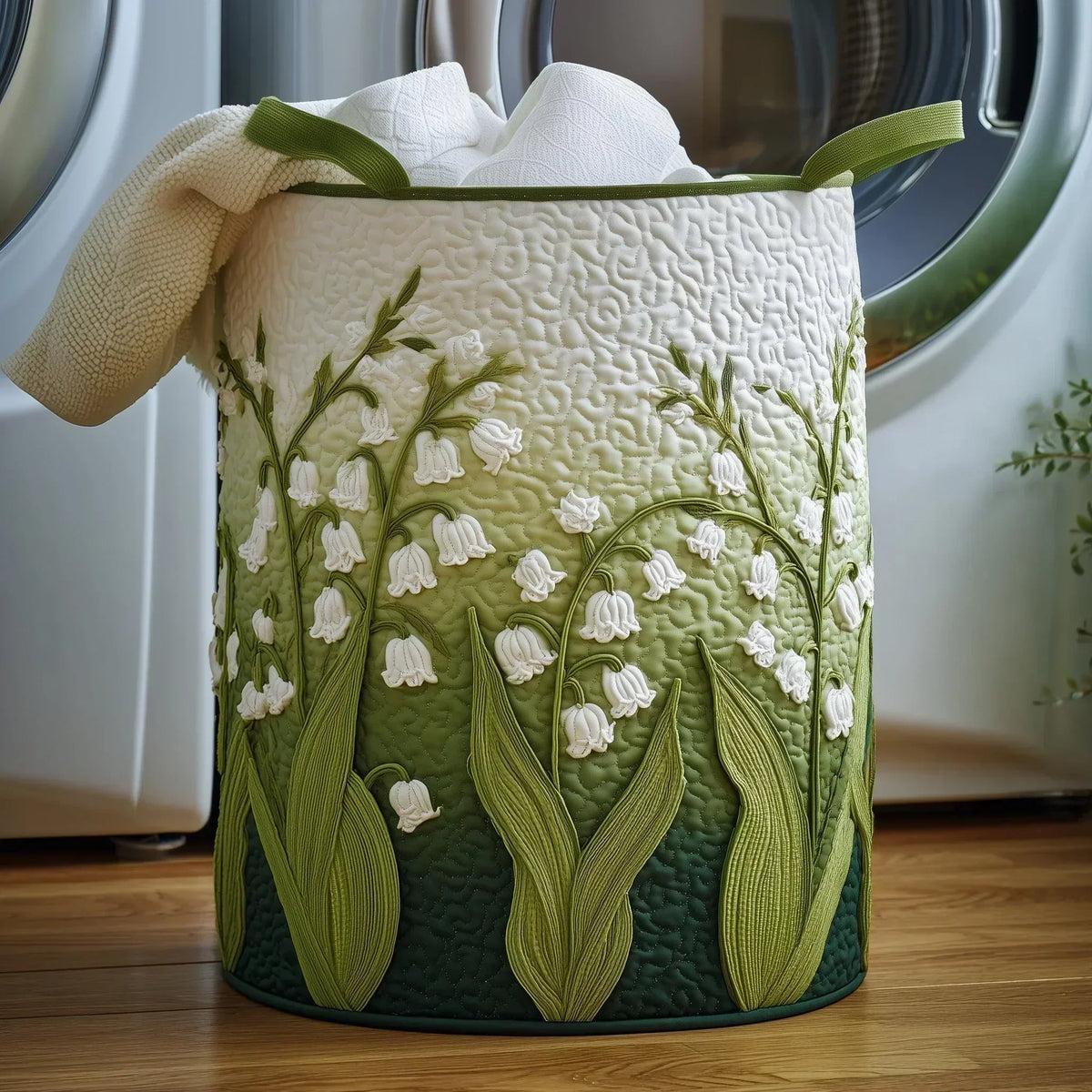 Laundry Basket Hand-Quilted Appliqué Reinforced Handles 15.9-Gallon Capacity
