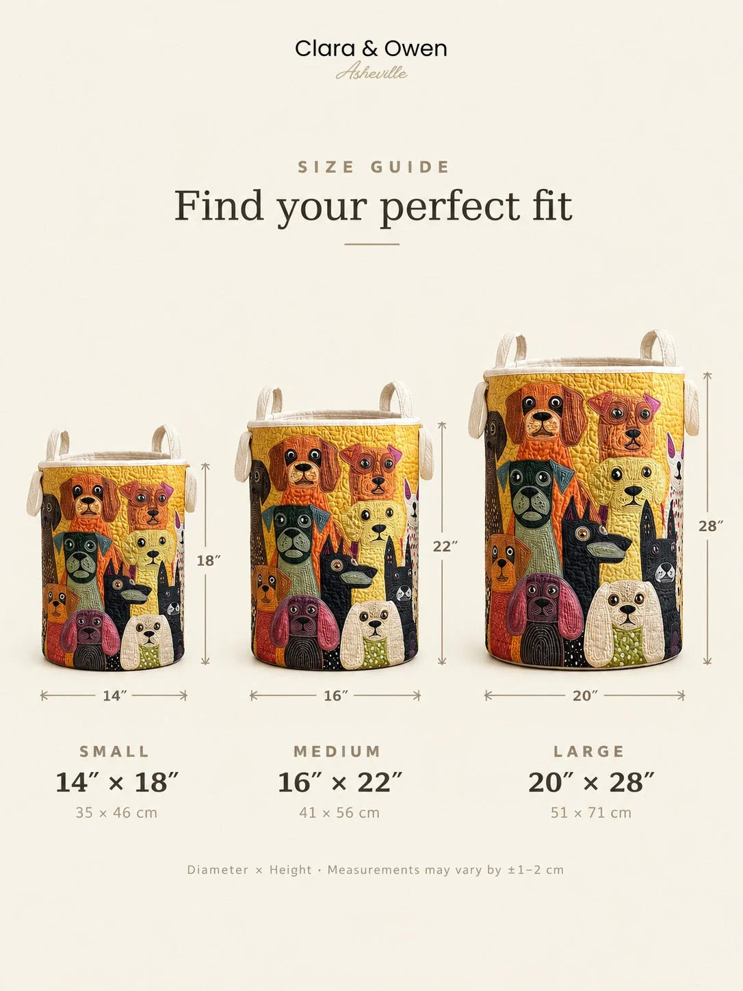 Laundry Basket Quilted Fabric Freestanding Foldable With Canvas Handles