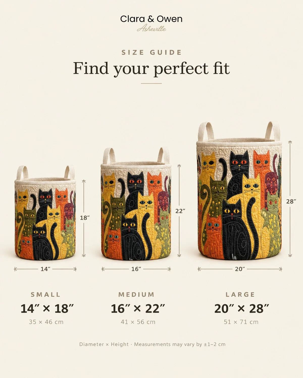 Laundry Hamper Quilted Foldable Self-Standing With Carry Handles