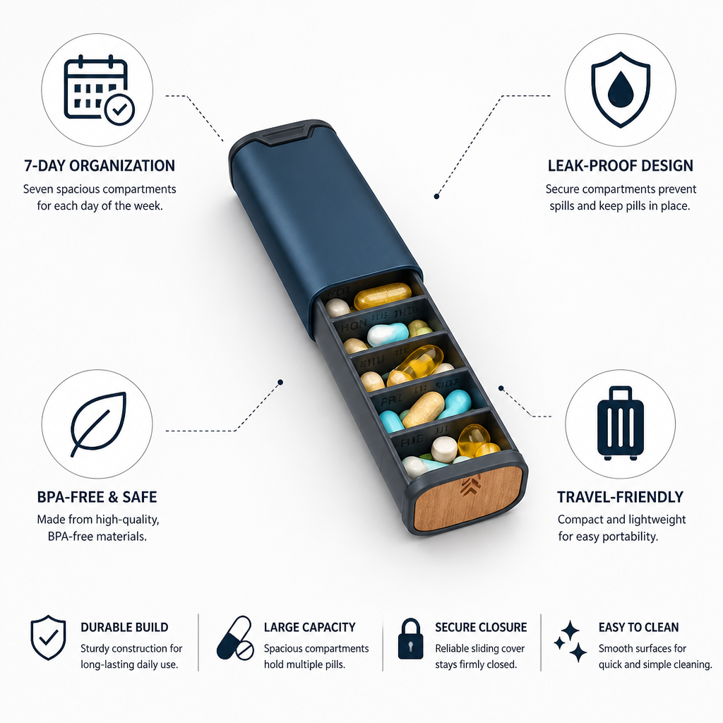Leak-Proof & BPA-Free 7-Day Pill Organizer