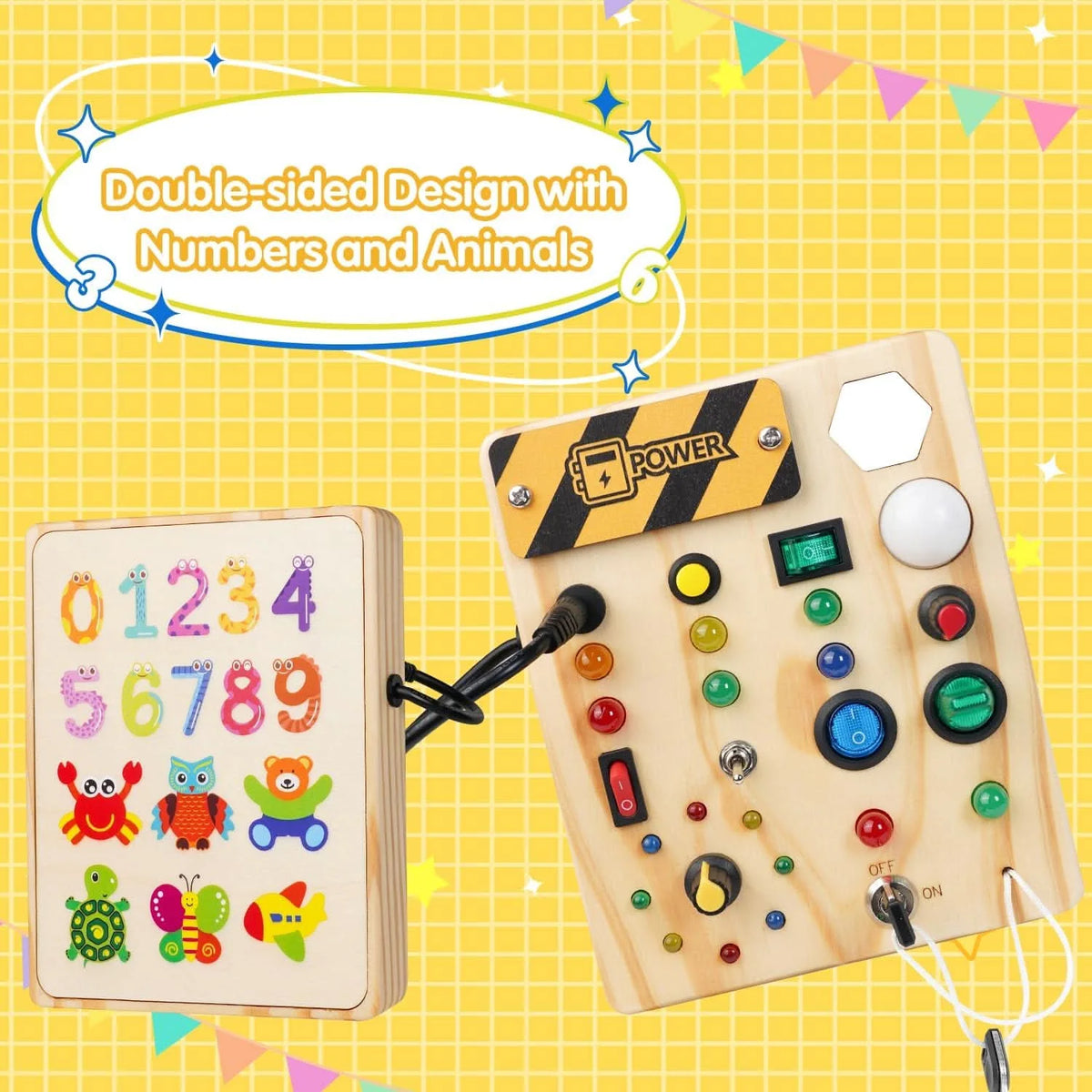 Learning Board Wooden LED Lights & Switches