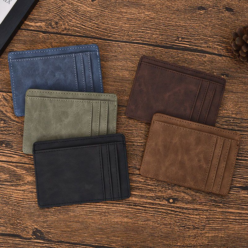 Leather Card Holder Slim Profile Multiple Compartments