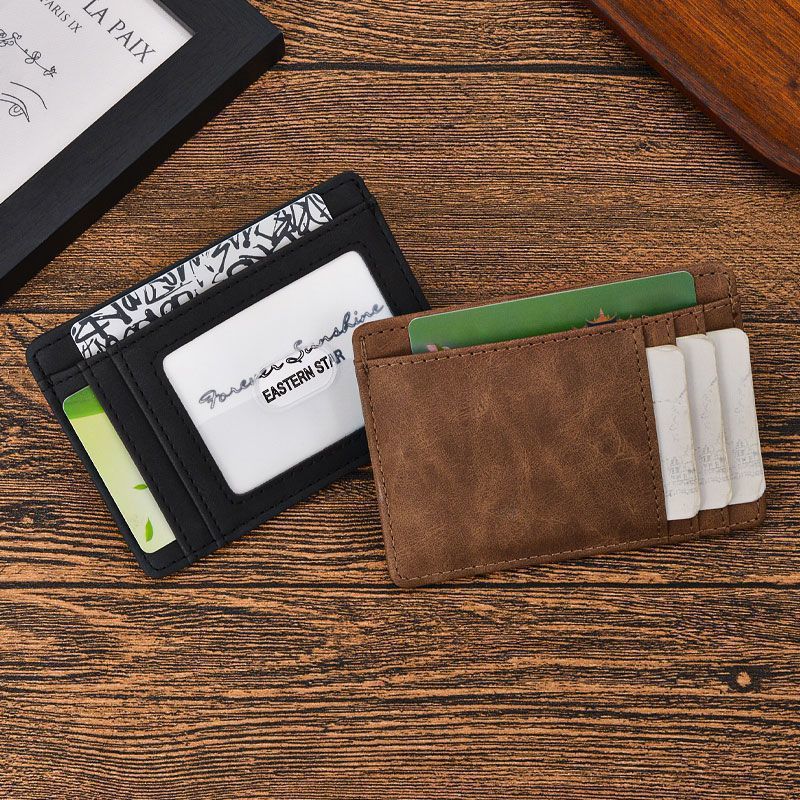 Leather Card Holder Slim Profile Multiple Compartments