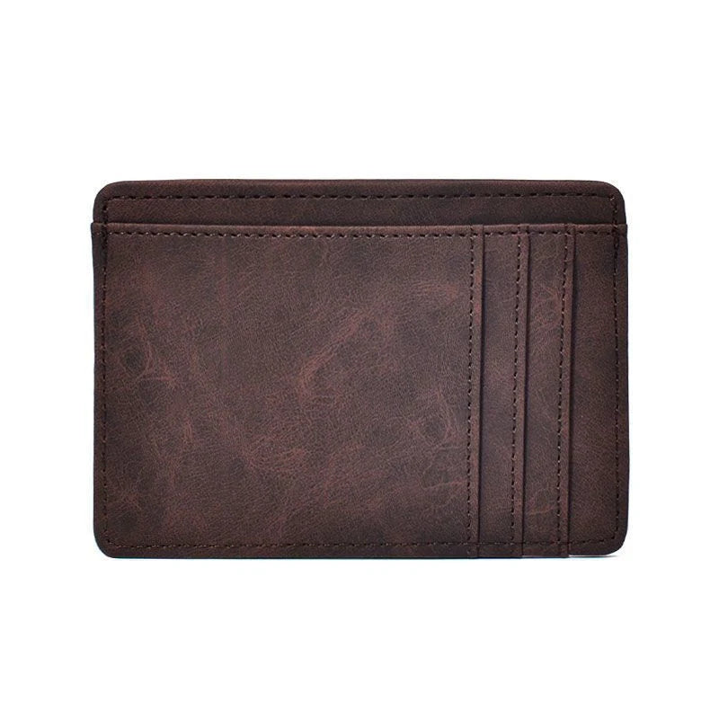 Leather Card Holder Slim Profile Multiple Compartments