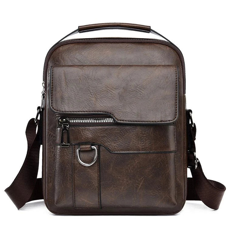 Leather Crossbody Messenger Bag Adjustable Strap Multiple Compartments
