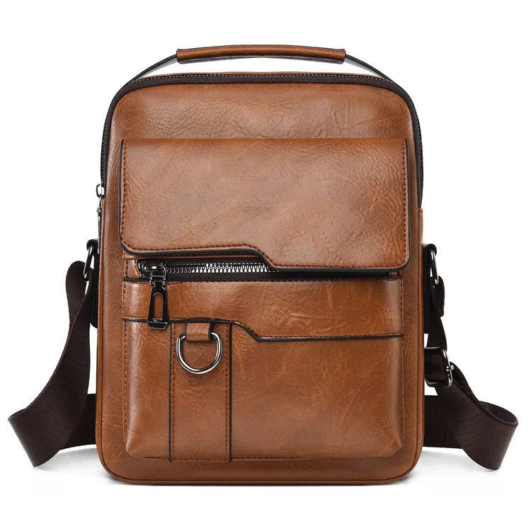 Leather Crossbody Messenger Bag Adjustable Strap Multiple Compartments
