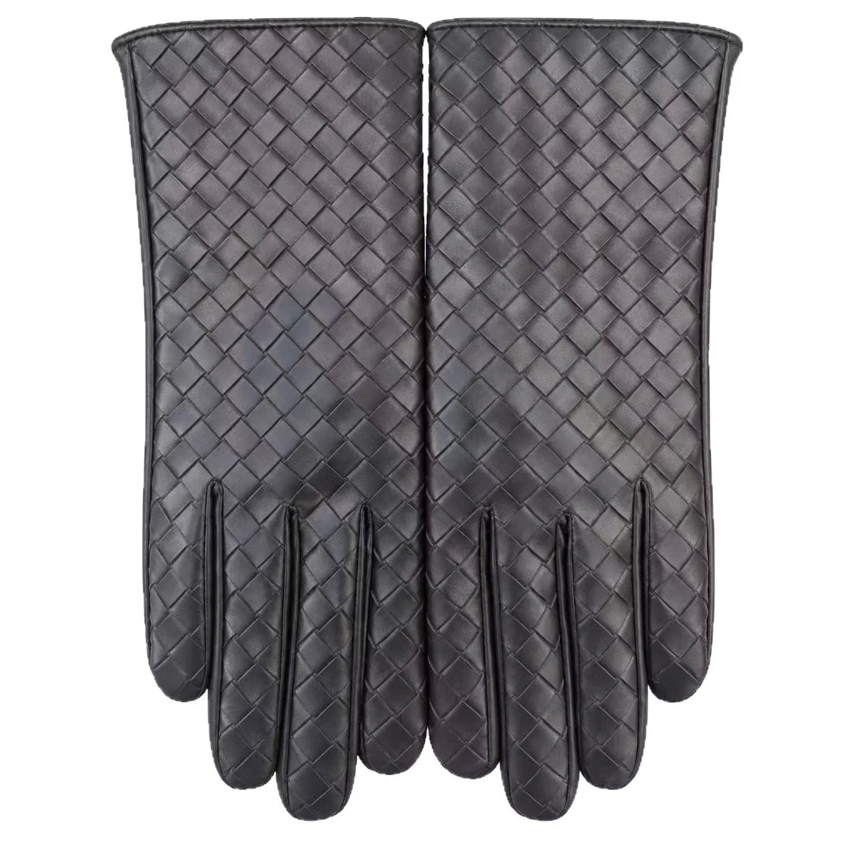 Leather Gloves Woven Leather Soft Lined Textured Grip