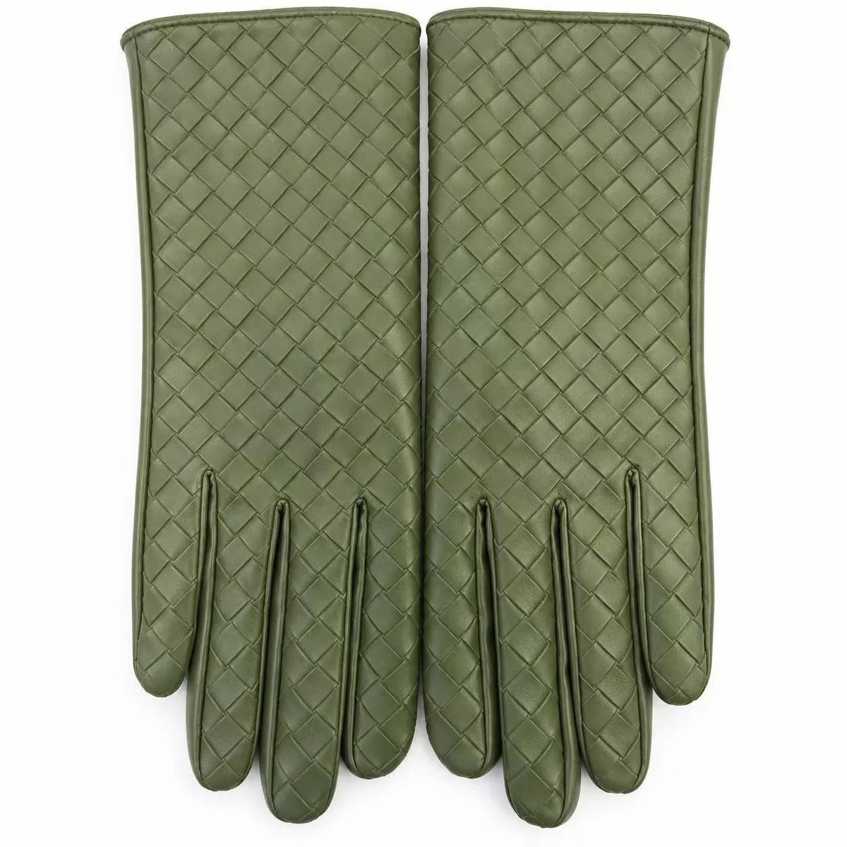 Leather Gloves Woven Leather Soft Lined Textured Grip