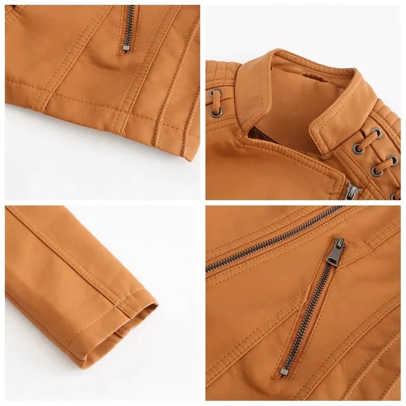 Leather Jacket Lambskin Vintage Modern Polyester Lining