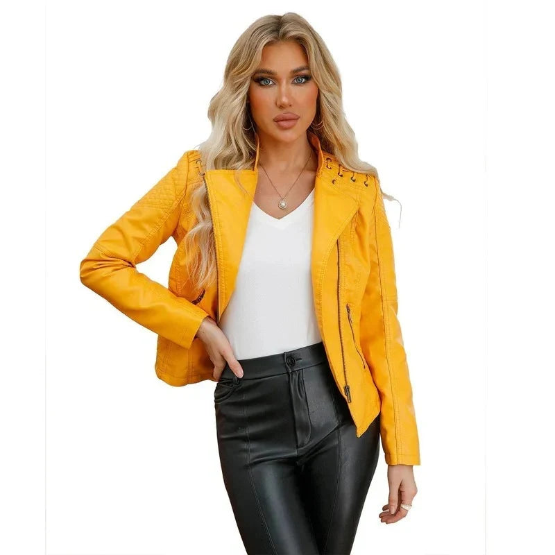 Leather Jacket Lambskin Vintage Modern Polyester Lining