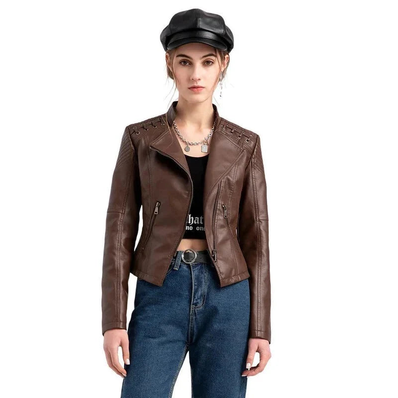 Leather Jacket Lambskin Vintage Modern Polyester Lining