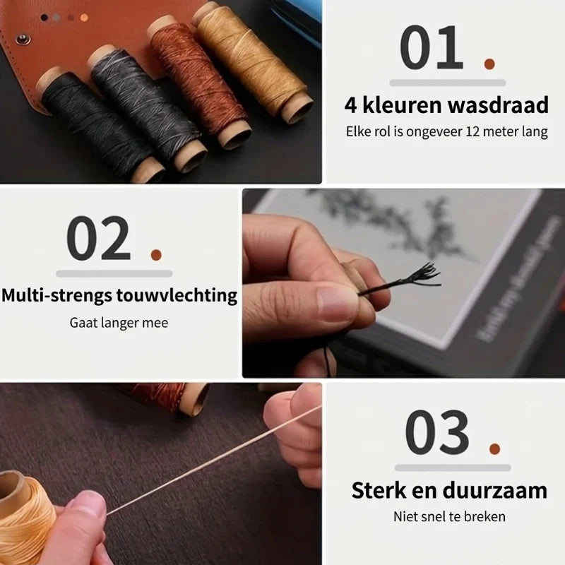 Leather Sewing Kit Waxed Thread With Zippered Storage Case