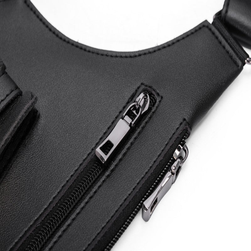 Leather Shoulder Bag Hidden Anti-Theft Compartments Adjustable Strap