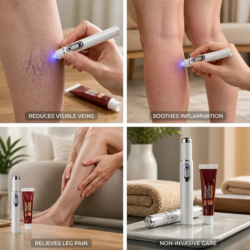 Leg Vein Treatment Kit Medical-Grade Blue Light & Cream