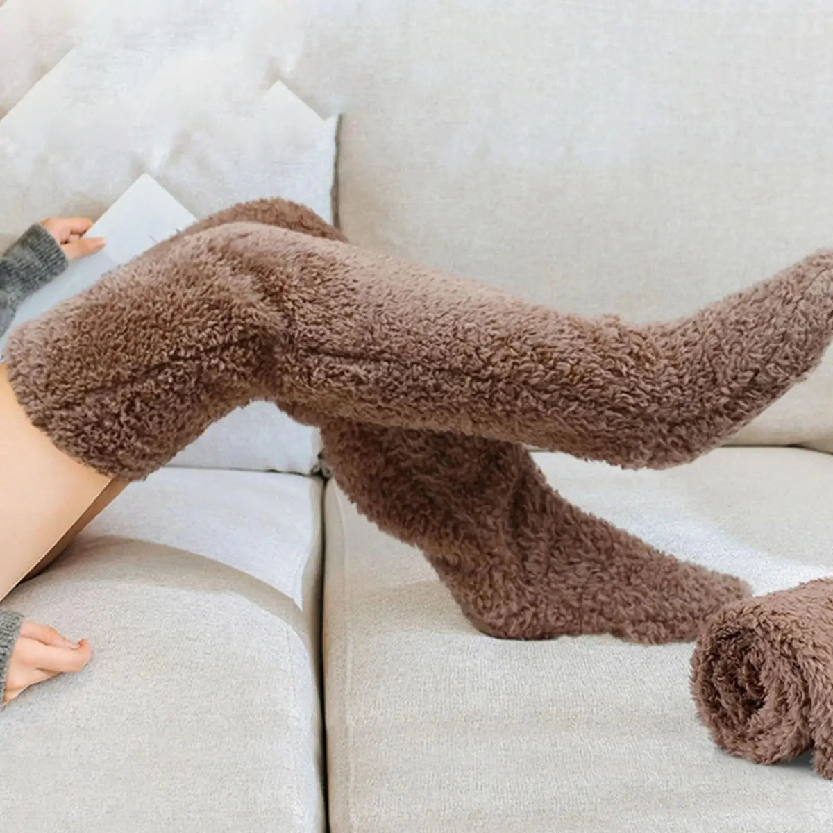 Leg Warmers Plush Over-the-Knee Split-Sole