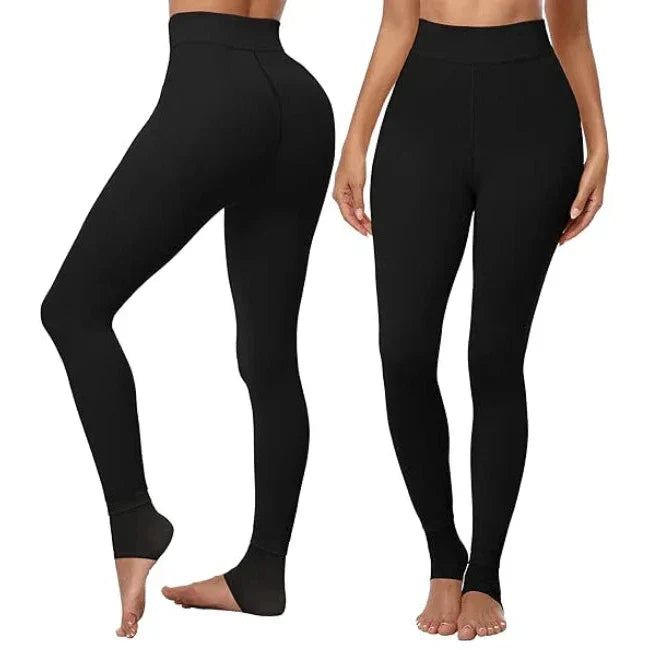 Leggings Brushed Fleece Lined High-Rise Waist & Four-Way Stretch