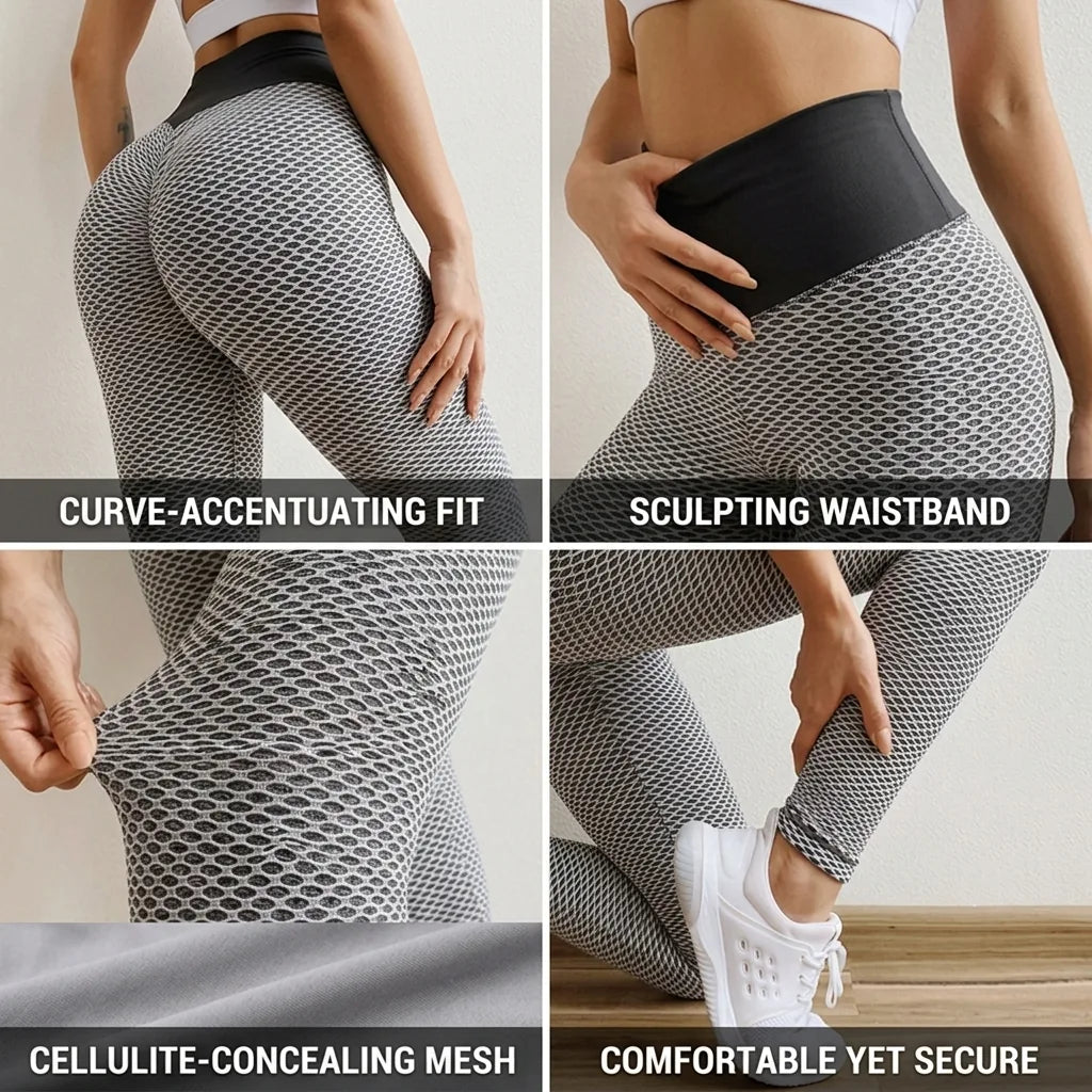 Leggings High-Waist Honeycomb Texture Tummy Control