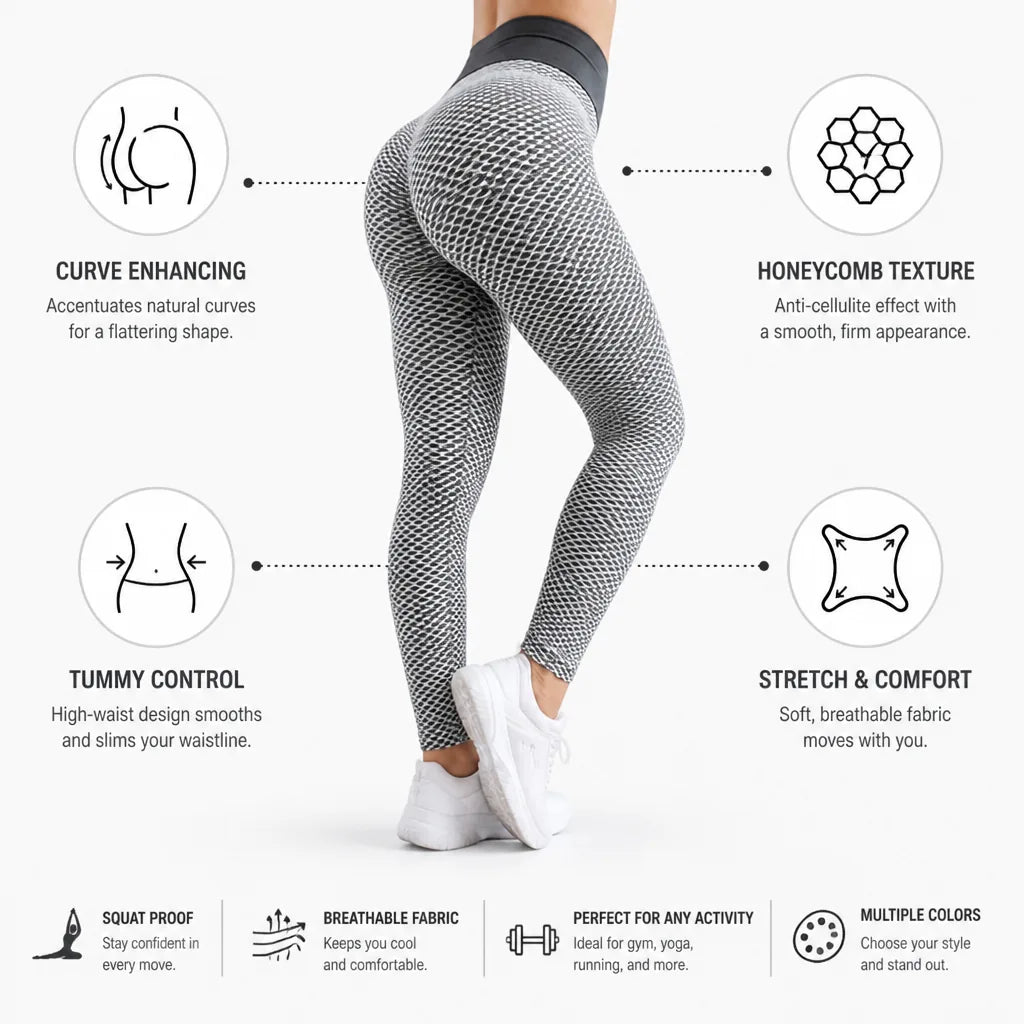 Leggings High-Waist Honeycomb Texture Tummy Control