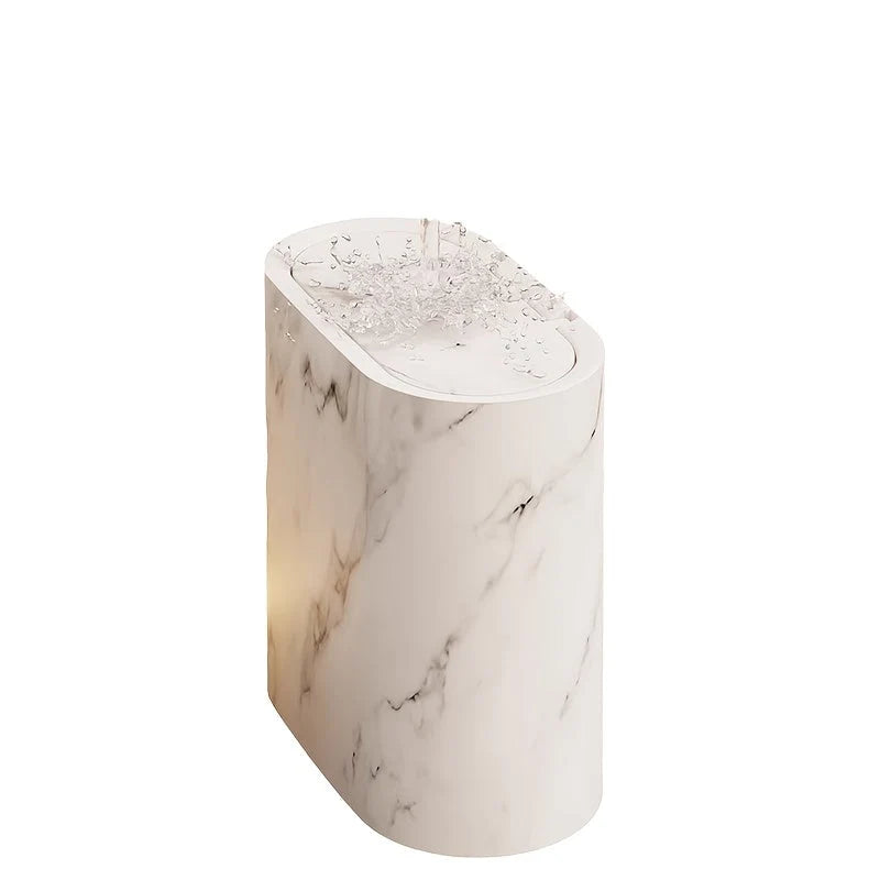 Lidded Bathroom Bin Marble-Effect Flush-Fitting Lid