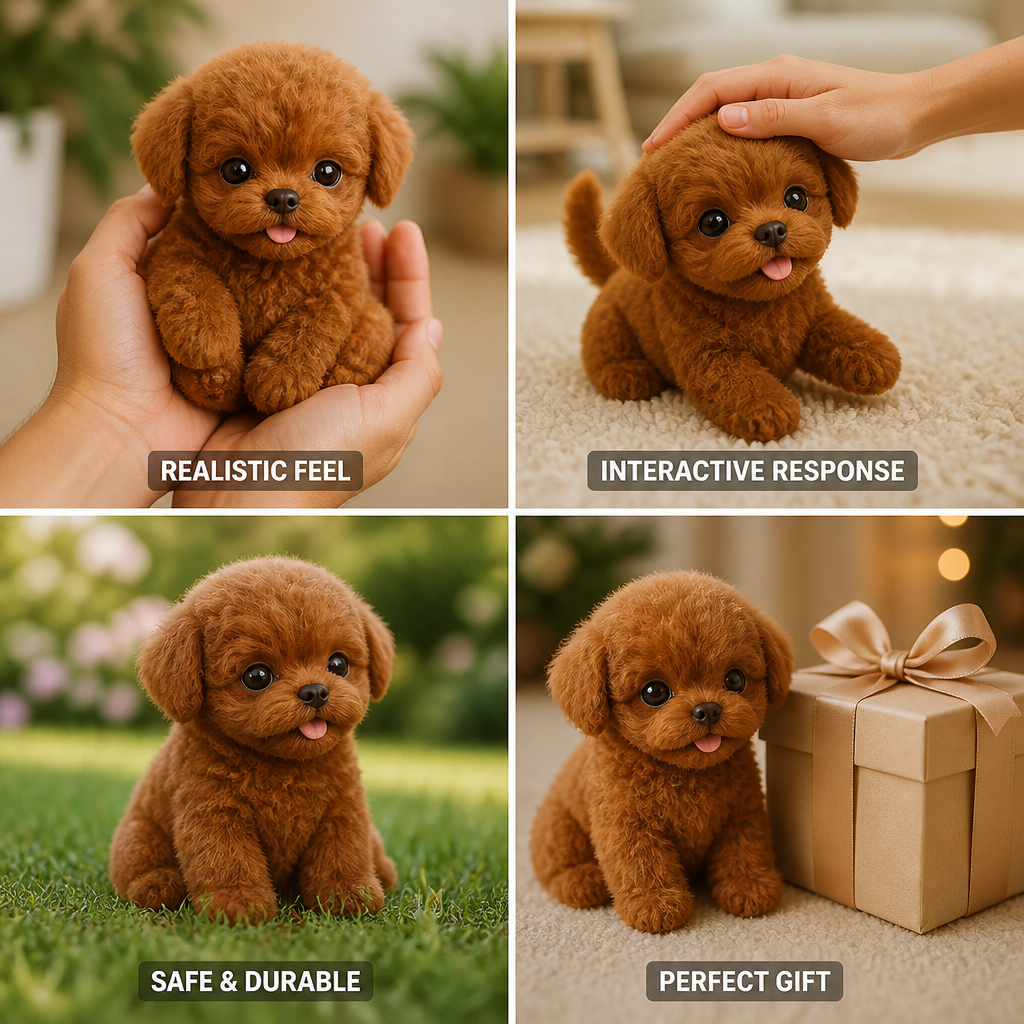 Lifelike Interactive Plush Puppy (Synthetic Leather)