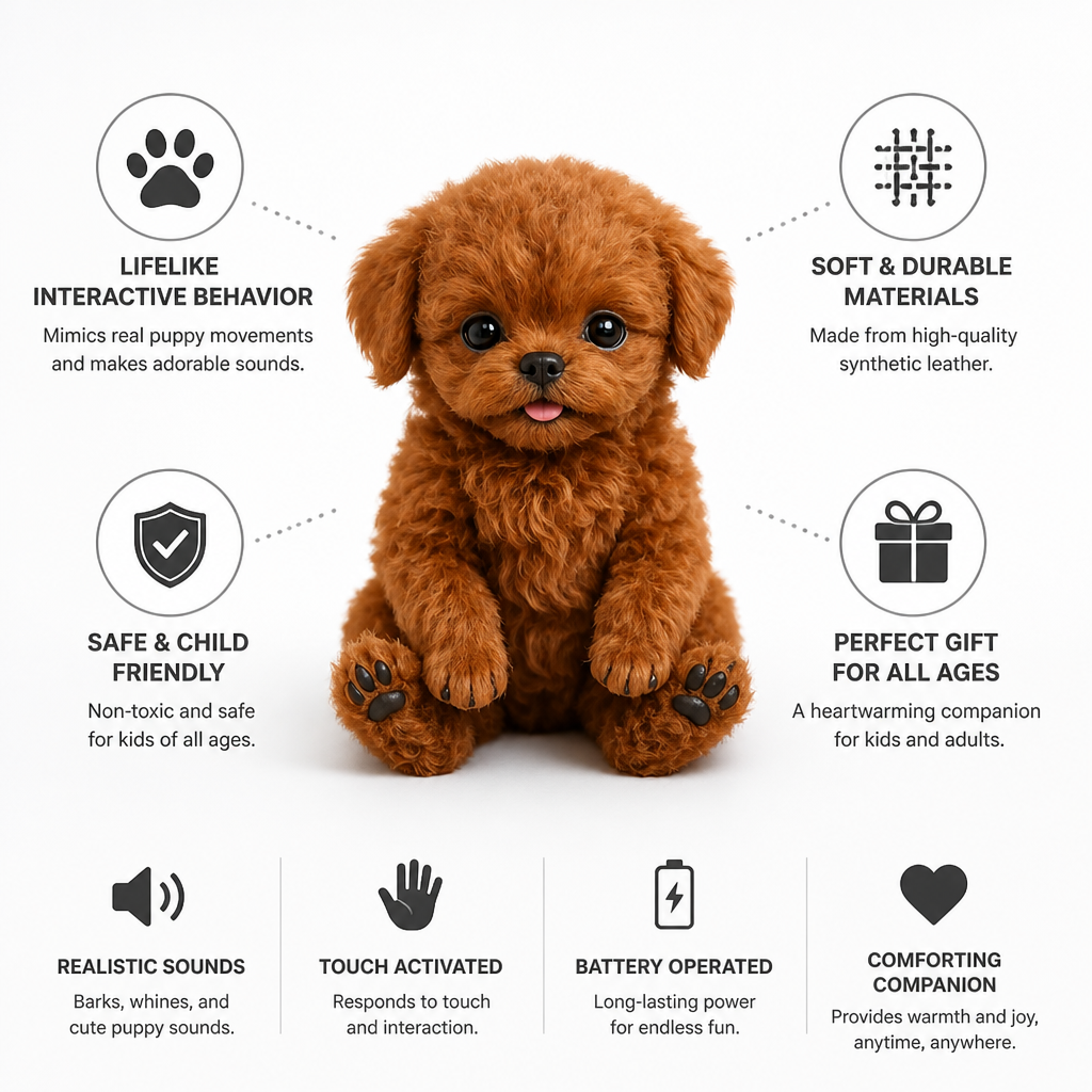 Lifelike Interactive Plush Puppy (Synthetic Leather)