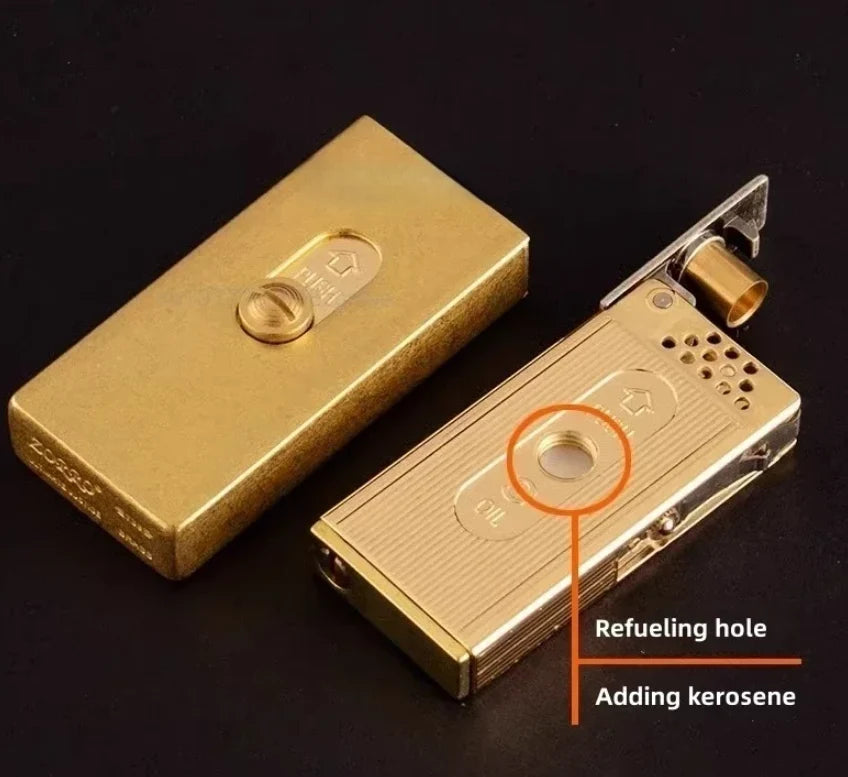 Lighter Brass Refillable Slide Ignition