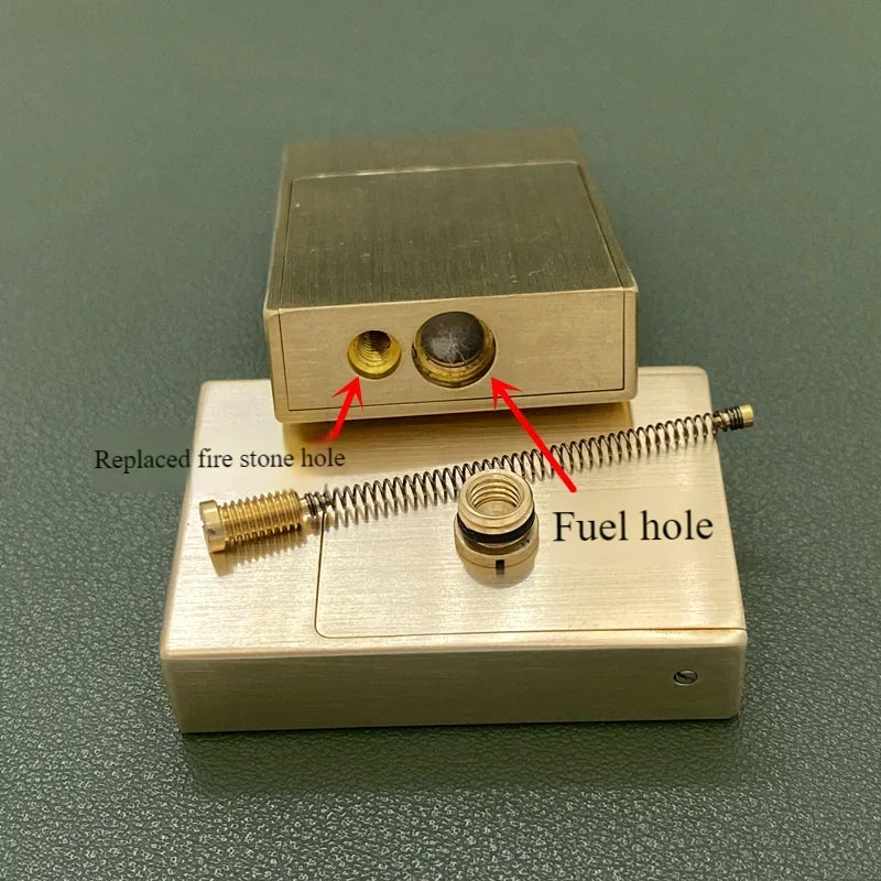 Lighter Solid Brass Windproof Refillable Kerosene-Style Sliding Design