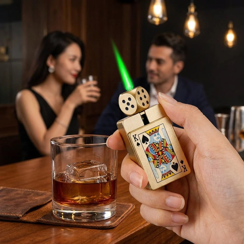 Lighter Wind-Resistant Jet Flame Rotating Dice Top