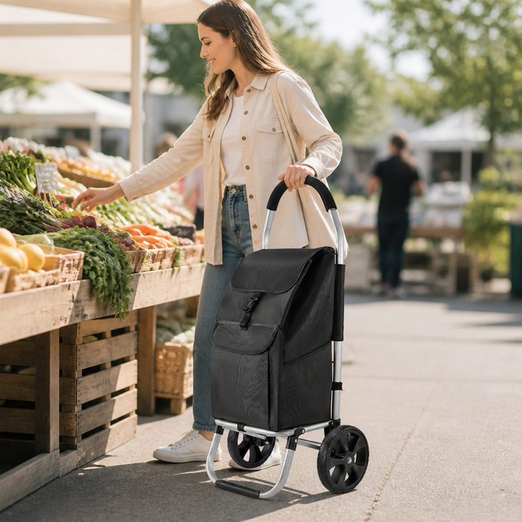 Lightweight Aluminum Foldable Shopping Trolley
