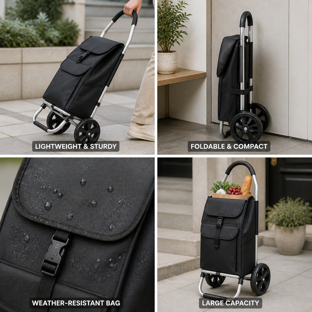 Lightweight Aluminum Foldable Shopping Trolley