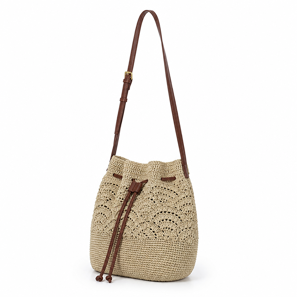 Lightweight Cotton Crochet Shoulder Bag (Adjustable Strap)
