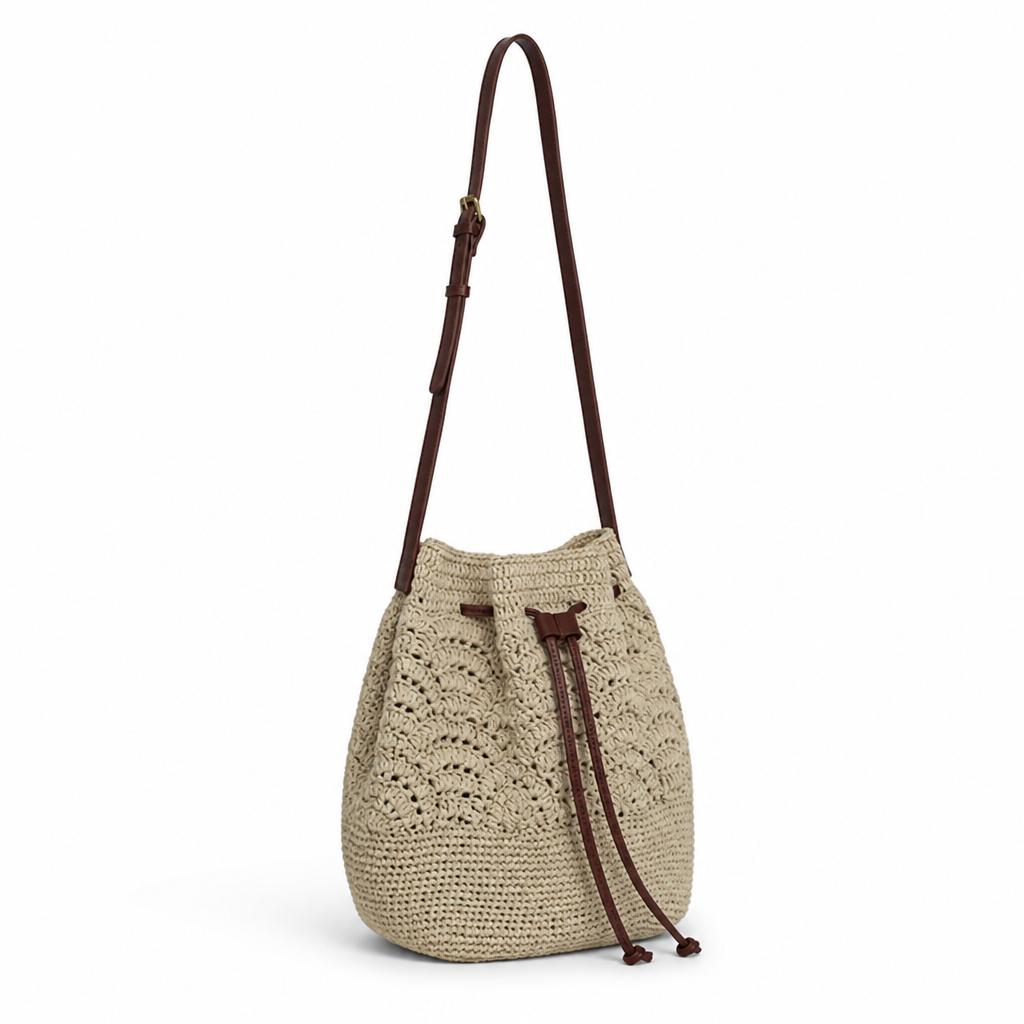 Lightweight Cotton Crochet Shoulder Bag (Adjustable Strap)