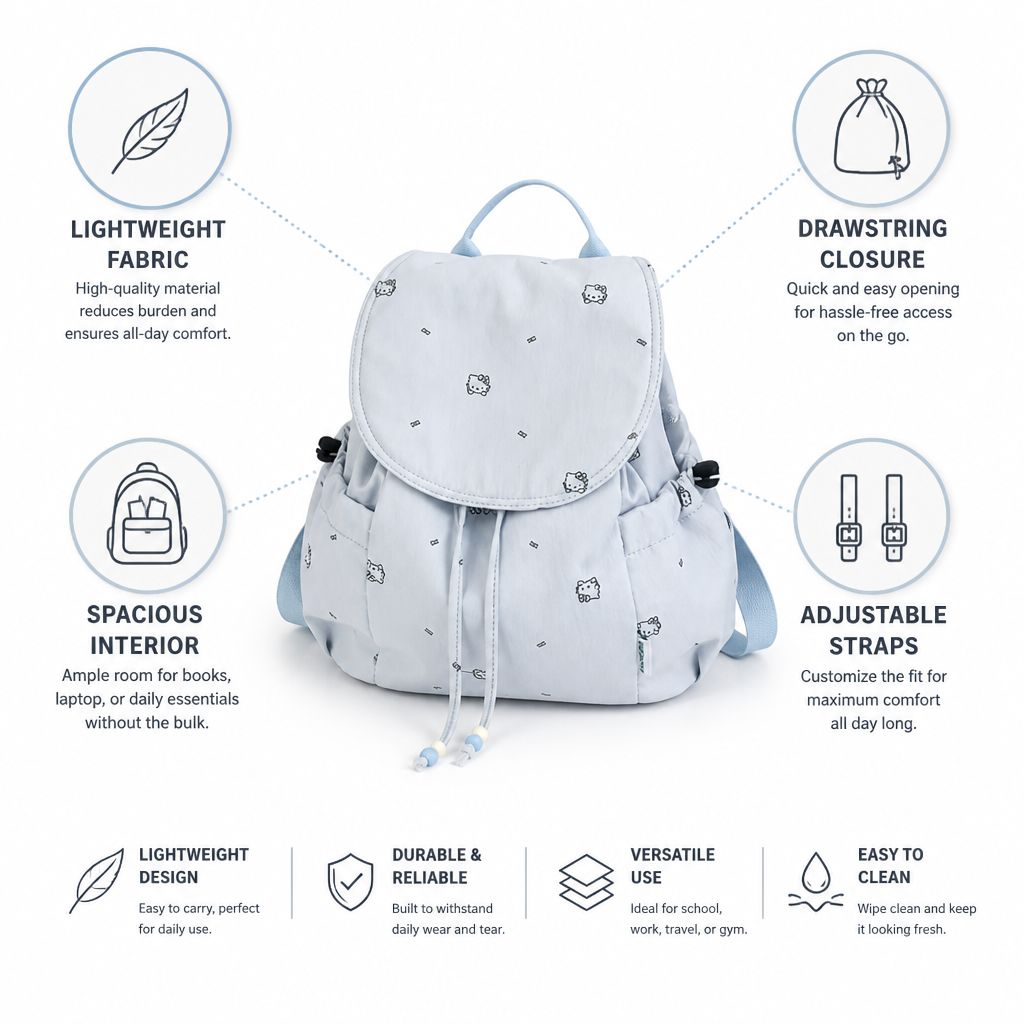 Lightweight Drawstring School Backpack
