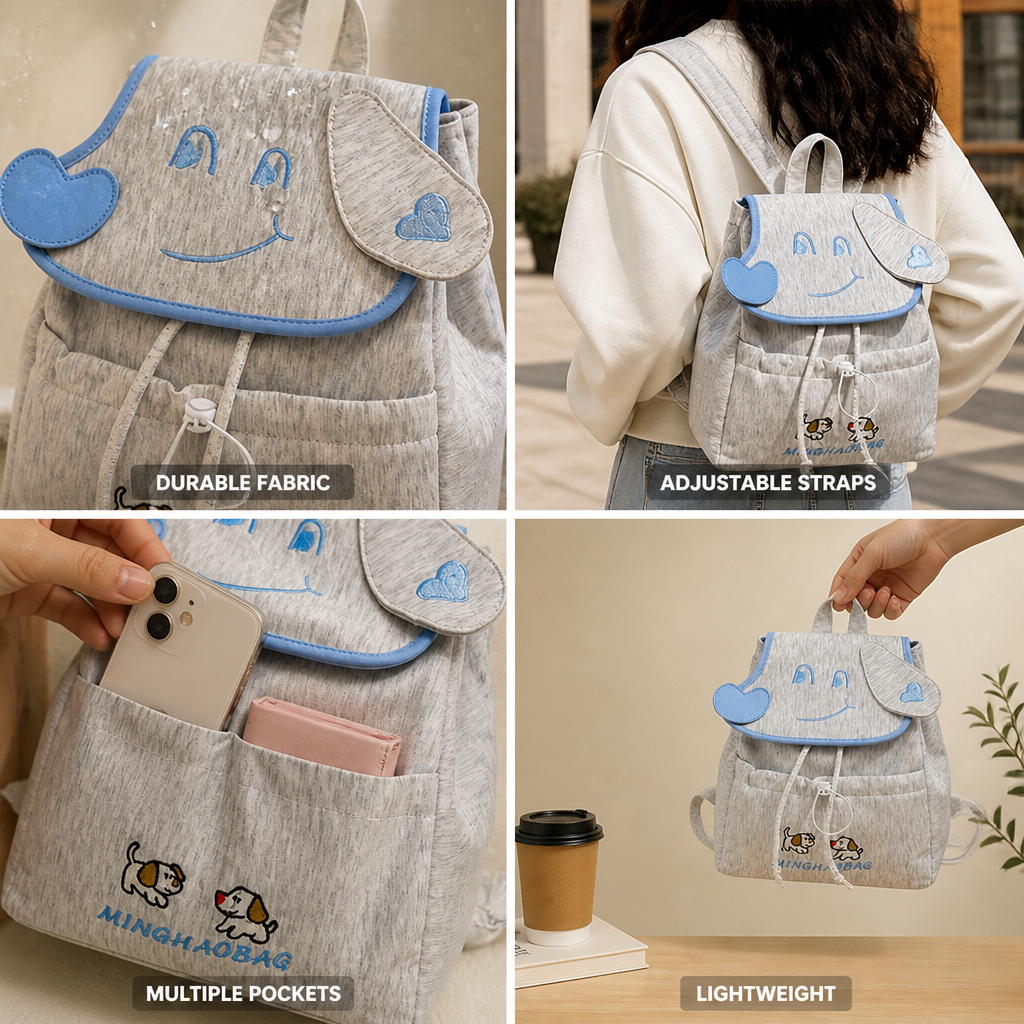 Lightweight & Durable Dog-Themed Mini School Backpack