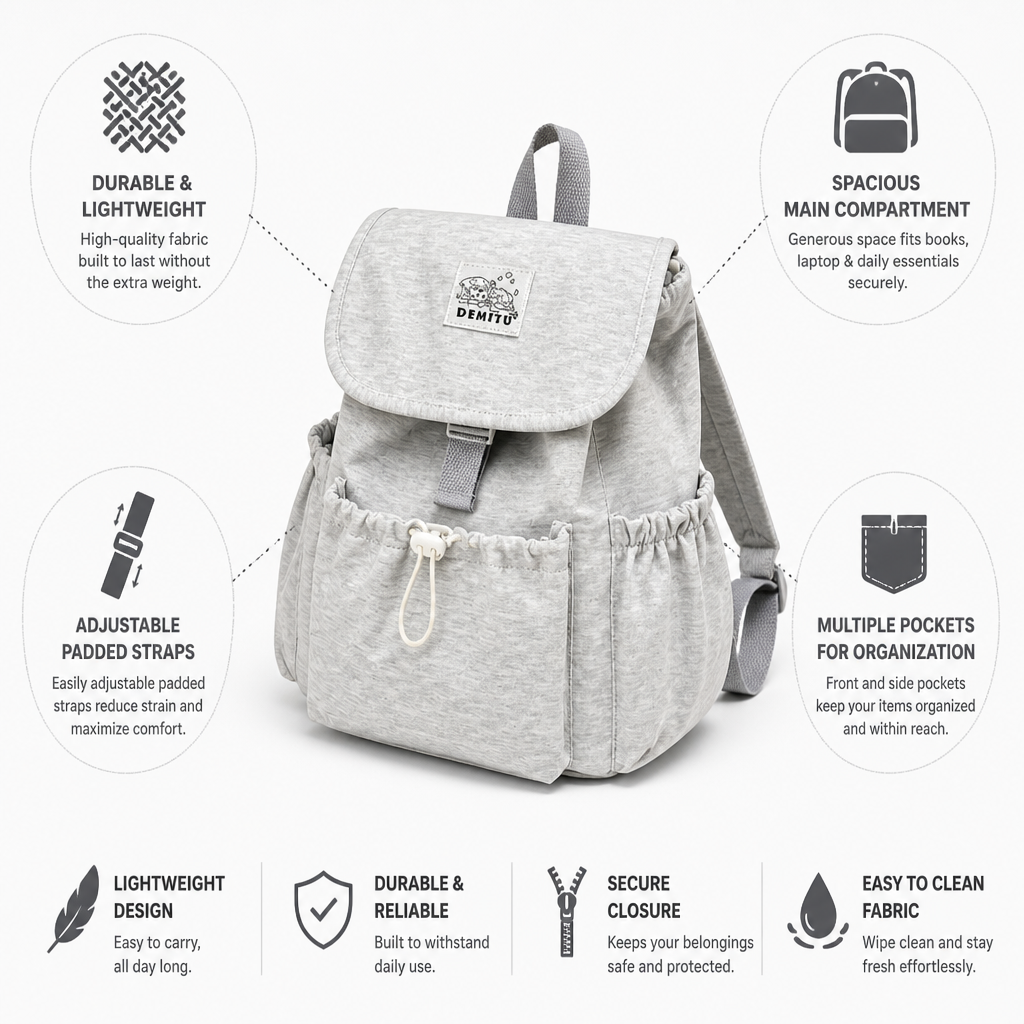 Lightweight Durable Fabric School Backpack
