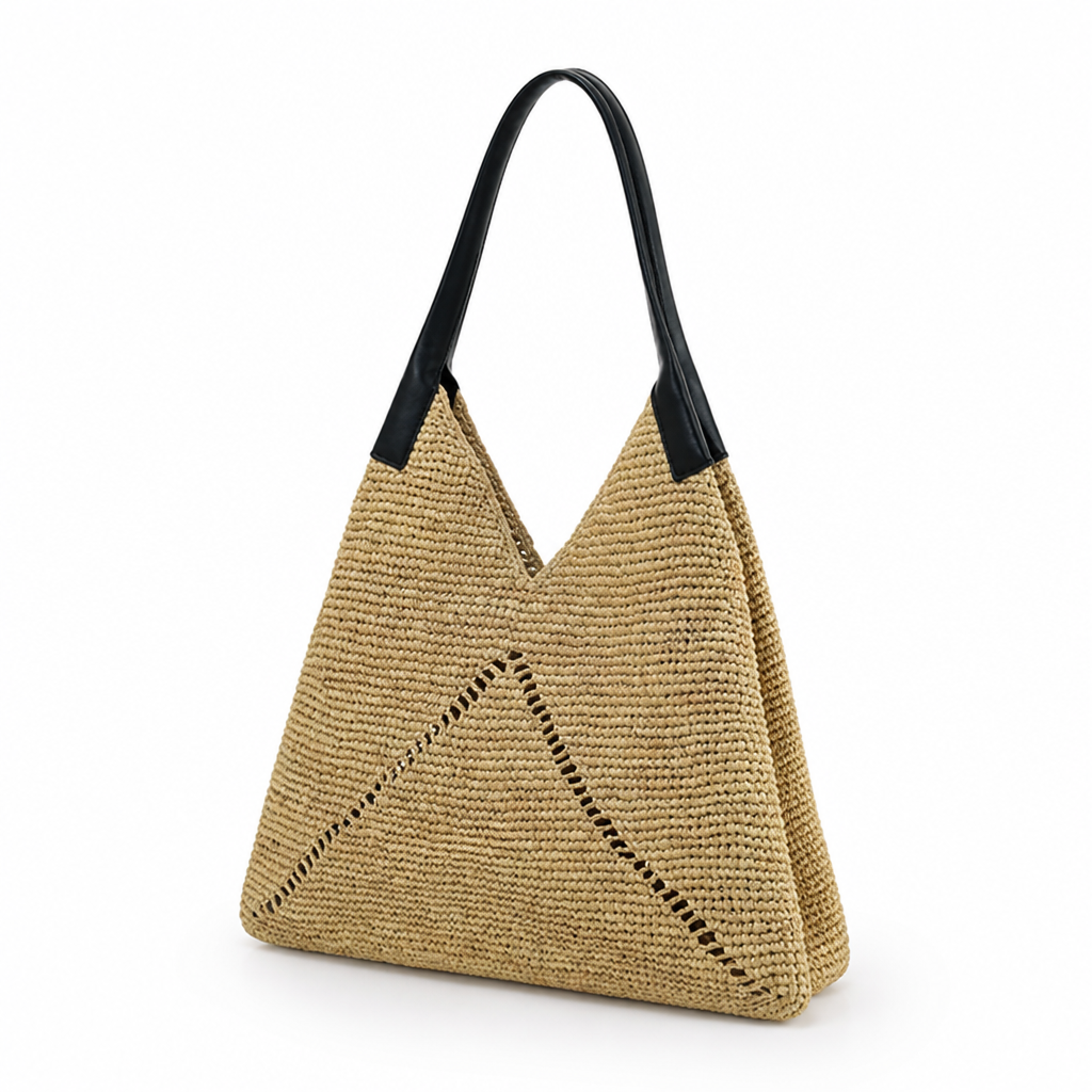 Lightweight & Durable Knitted Shoulder Bag (Contrast Straps)