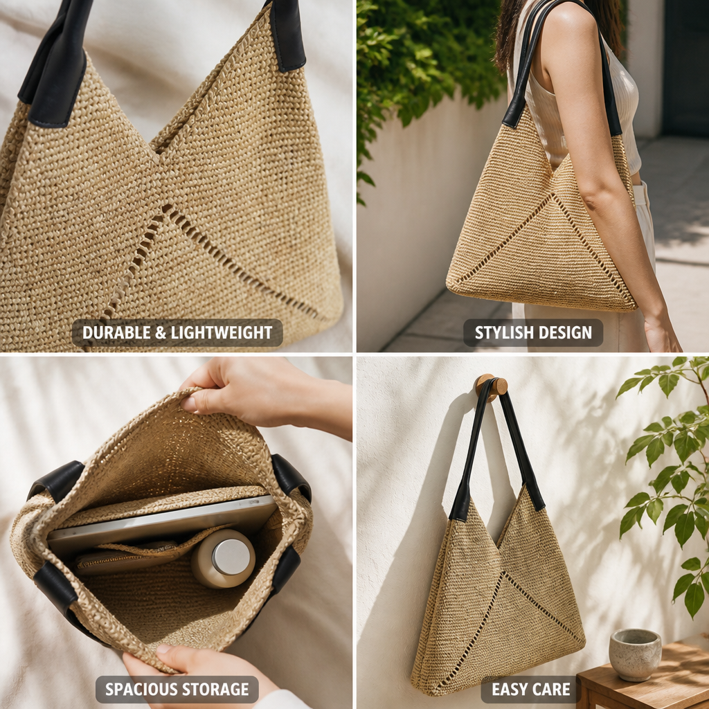 Lightweight & Durable Knitted Shoulder Bag (Contrast Straps)