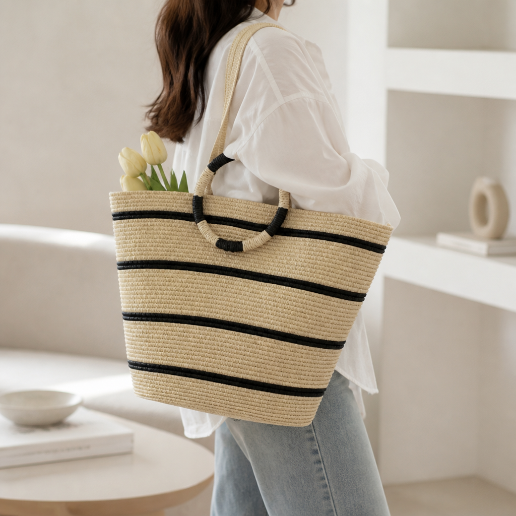Lightweight & Durable Round Handle Beach Tote