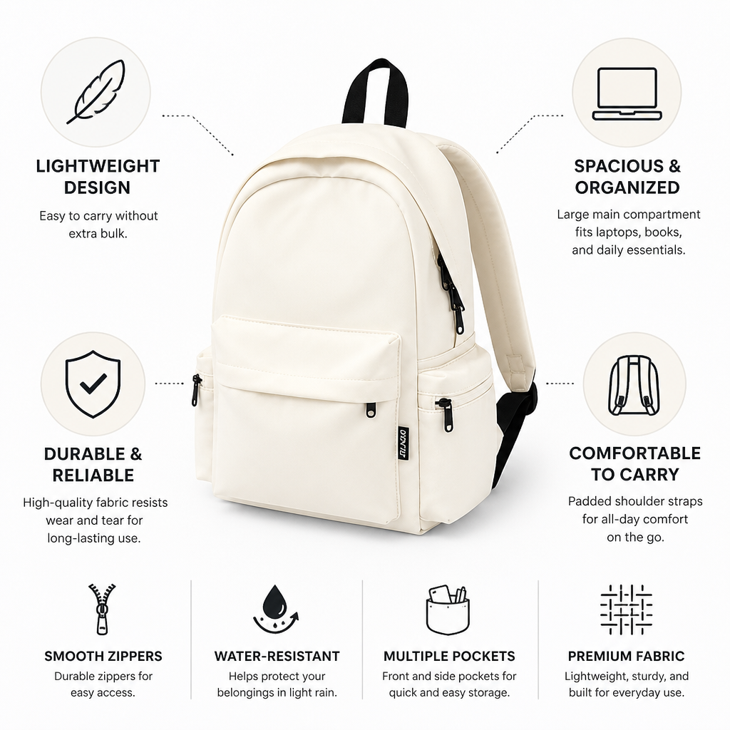 Lightweight Durable School Backpack (Padded Straps)