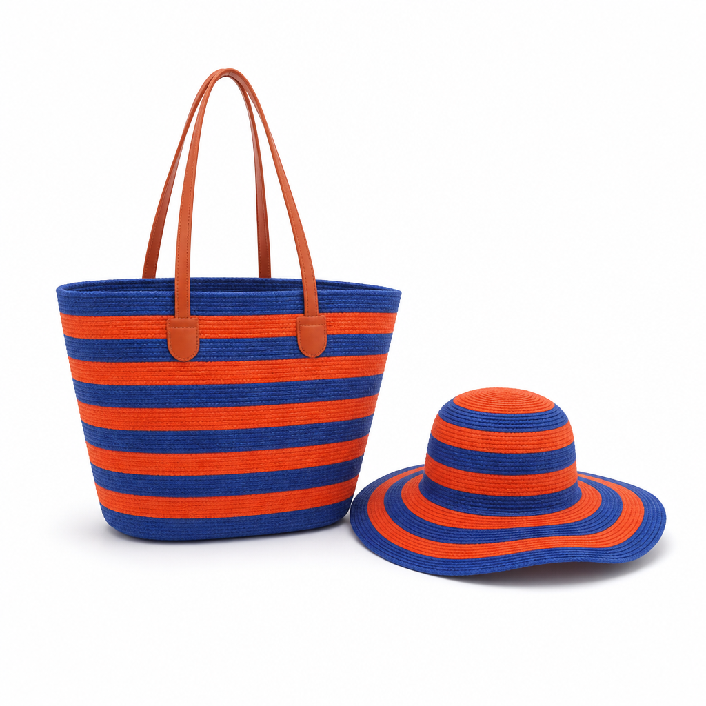Lightweight Durable UV-Protective Beach Bag & Sun Hat (Set of 2)