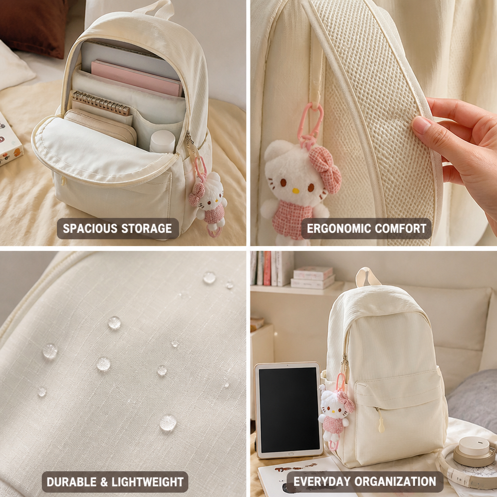Lightweight Ergonomic Multi-Compartment School Backpack