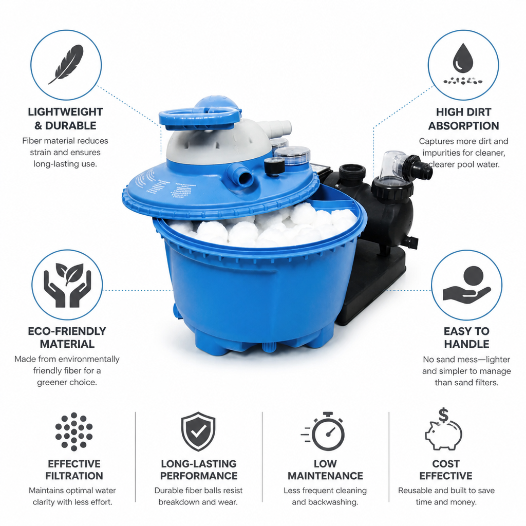 Lightweight Fiber High-Absorption Pool Filter Balls (Sand Replacement)