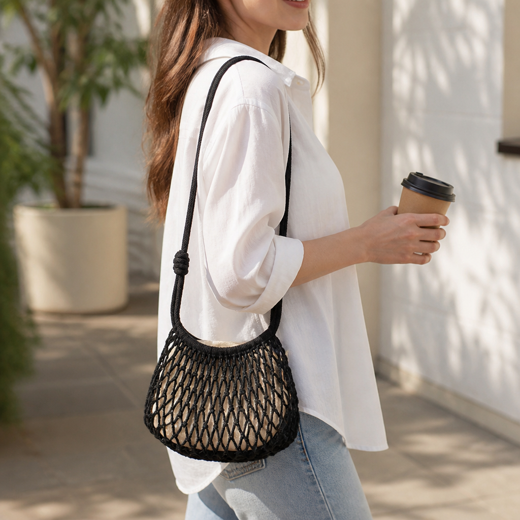 Lightweight Mesh Shoulder Bag (Adjustable Strap)