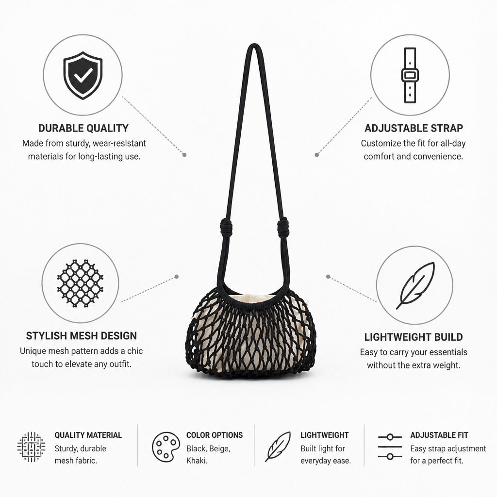 Lightweight Mesh Shoulder Bag (Adjustable Strap)