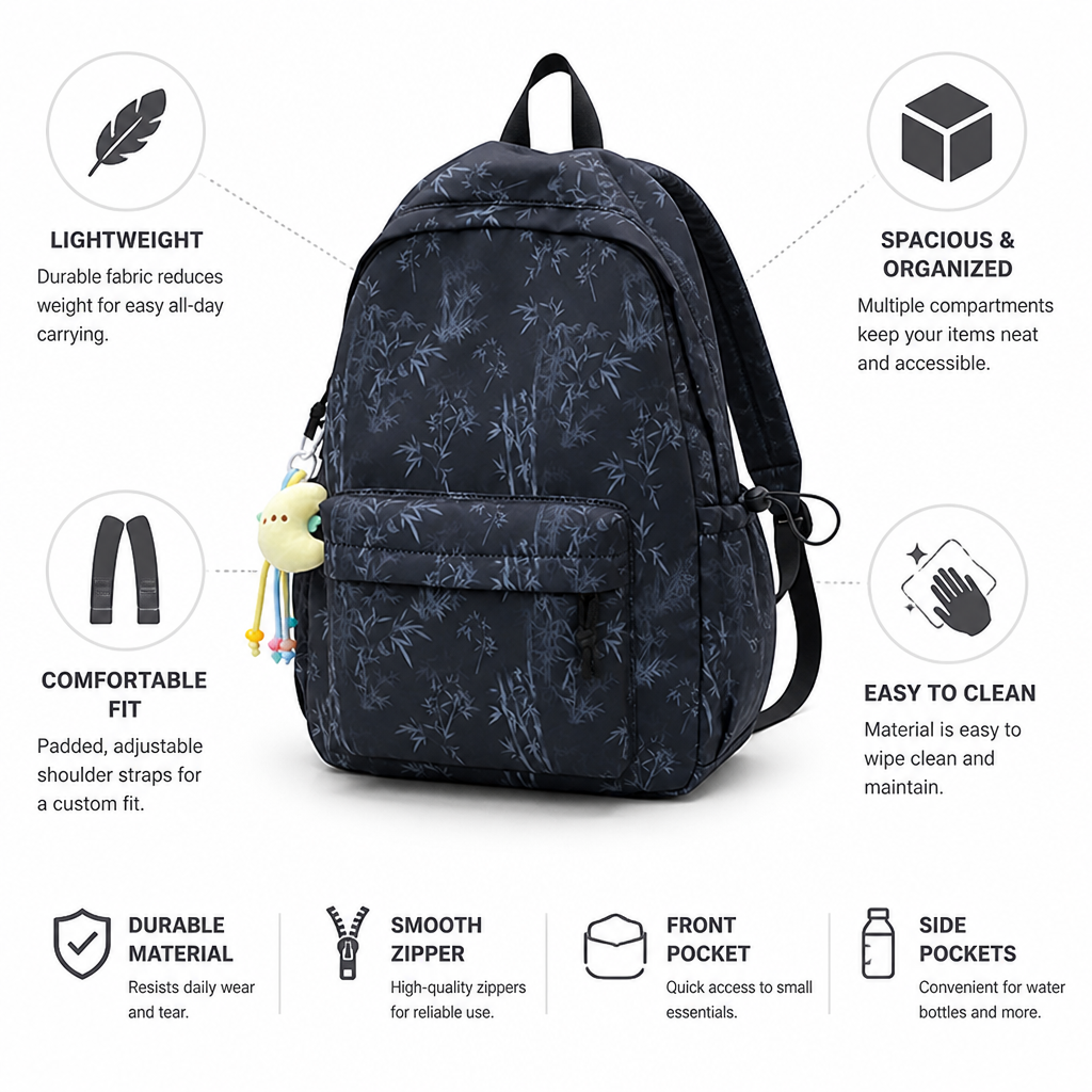 Lightweight Multi-Compartment School Backpack