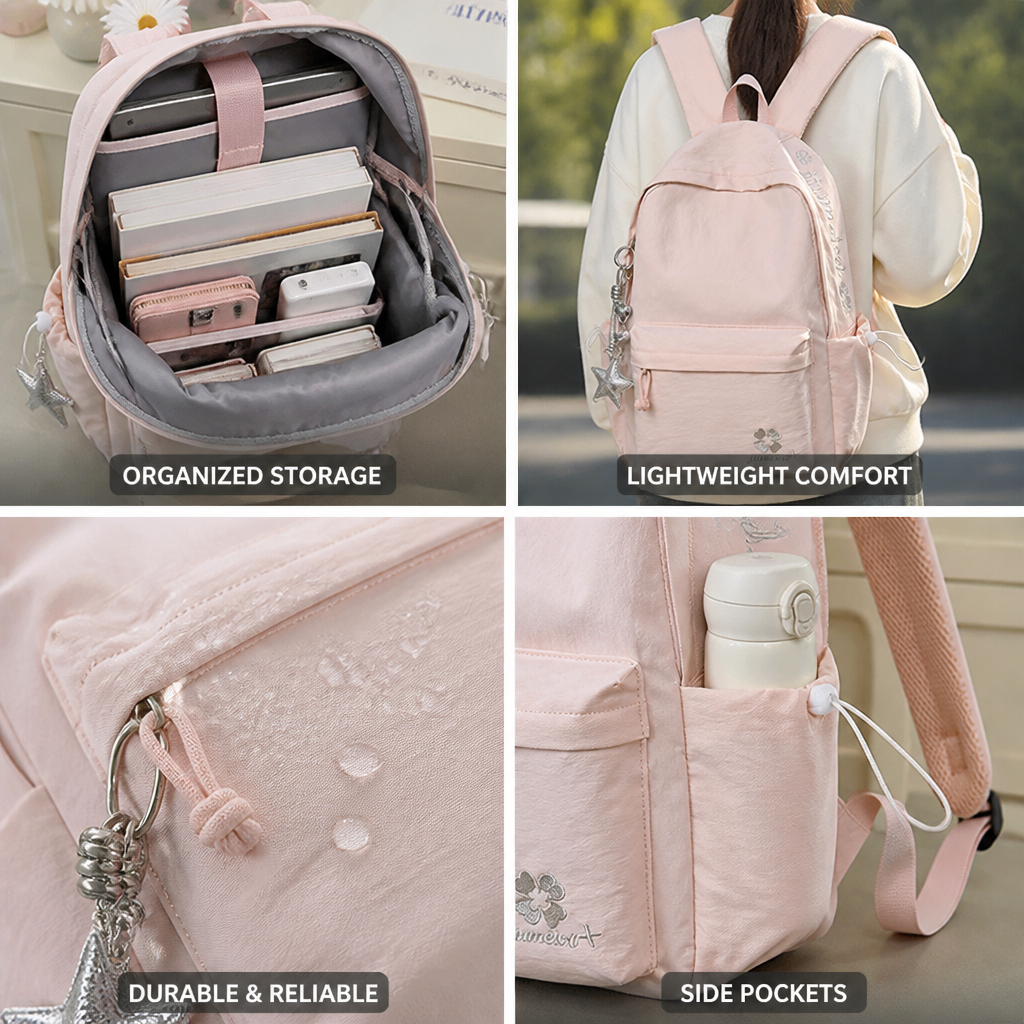 Lightweight Multi-Compartment School Backpack (Adjustable Straps)