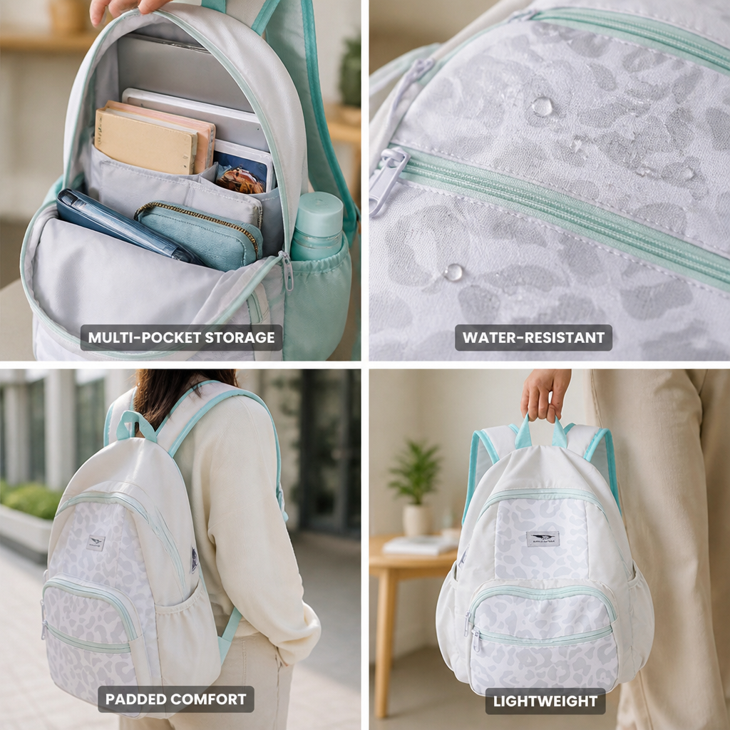 Lightweight Multi-Pocket Water-Resistant School Backpack