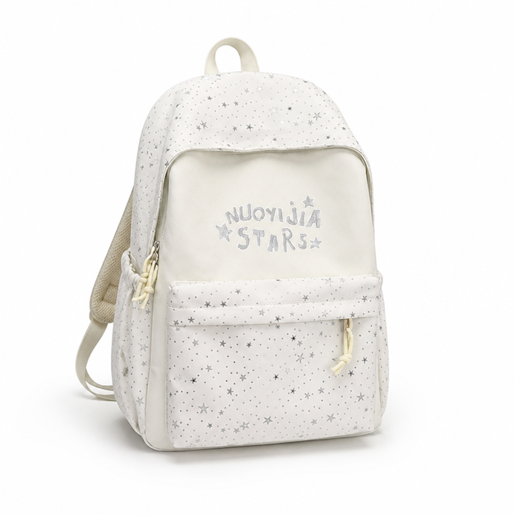 Lightweight Padded-Shoulder Star-Pattern School Backpack